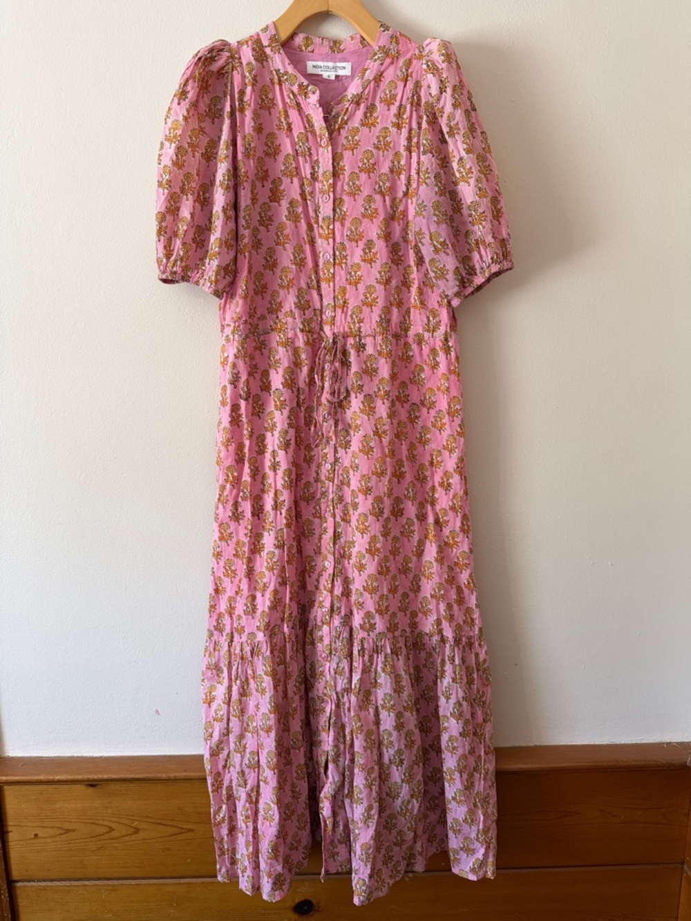 Emerson Frye India Collection Lucy Midi Dress Little Marigolds Size S - Picture 2 of 8